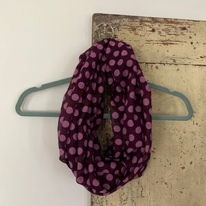 Purple polka dot infinity scarf